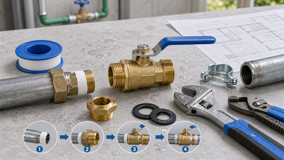 Cách lắp van bi đồng đúng chiều và không rò rỉ